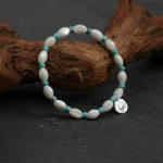 Oceanic Clarity: Lustrous Mother of Pearl & Turquoise Heishi Healing Bracelet
