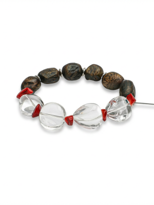 Zen Clarity: Premium Agarwood, Freeform Clear Quartz & S925 Silver Healing Bracelet