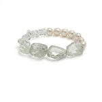 Ethereal Clarity: Green Quartz, Crushed Ice Crystal & Freshwater Pearl Healing Bracelet