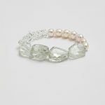 Ethereal Clarity: Green Quartz, Crushed Ice Crystal & Freshwater Pearl Healing Bracelet