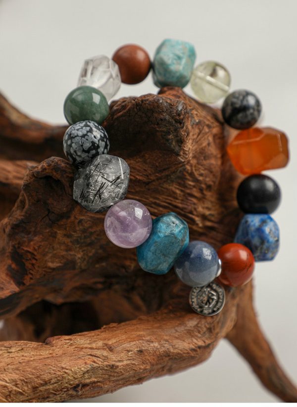 Universal Harmony: Raw Crystal & Multi-Gem "Treasure" Chakra Bracelet