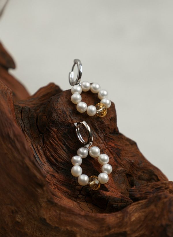 Radiant Prosperity: Natural Citrine & Freshwater Seed Pearl Healing Earrings