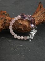 Divine Clarity & Love: Freeform Amethyst, Rose Quartz & Raw Crystal Healing Bracelet