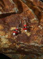 Rooted Vitality: Natural Red Agate, Clear Quartz & Pearl Healing Earrings