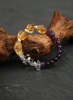 Radiant Prosperity: Brazilian Citrine, Amethyst & Clear Quartz Energy Bracelet