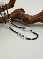 Protective Clarity: Faceted Black Tourmaline, Clear Quartz & Natural Pearl Long Necklace