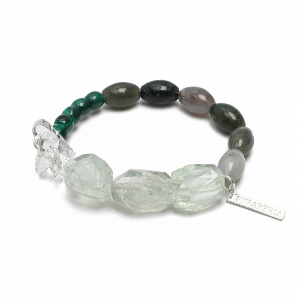 Verdant Awakening: Prasiolite, Malachite & Moss Agate Healing Bracelet