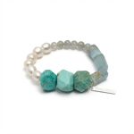 Oceanic Tranquility: Amazonite, Grey Moonstone & Pearl Energy Bracelet