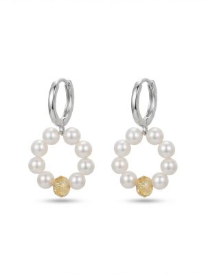 Radiant Prosperity: Natural Citrine & Freshwater Seed Pearl Healing Earrings