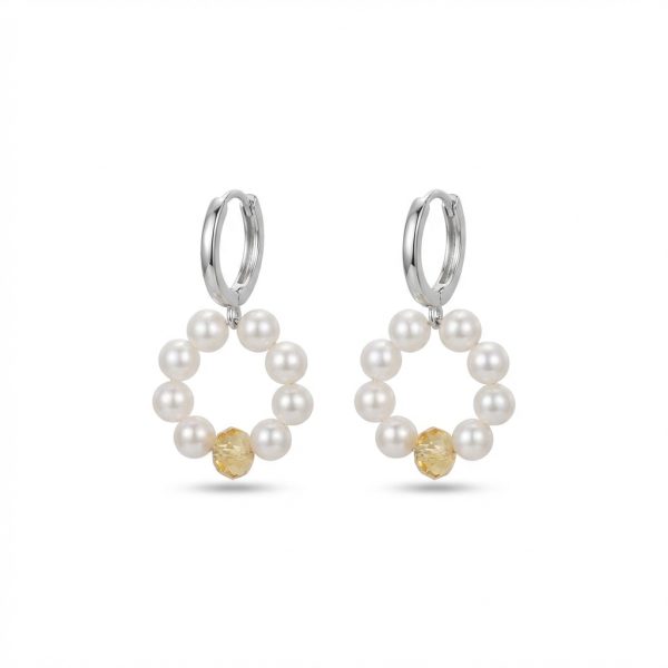 Radiant Prosperity: Natural Citrine & Freshwater Seed Pearl Healing Earrings