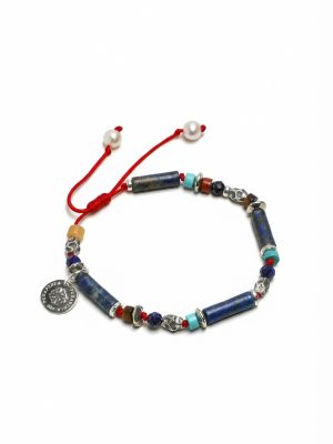 Celestial Truth: Lapis Lazuli, Turquoise & Silver Protective Red String Bracelet