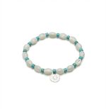 Oceanic Clarity: Lustrous Mother of Pearl & Turquoise Heishi Healing Bracelet