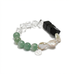 Grounding Harmony: Green Aventurine, Black Agate & Baroque Pearl Healing Bracelet