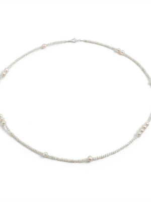 Luminous Purity: Natural Freshwater Seed Pearl & S925 Silver Long Necklace