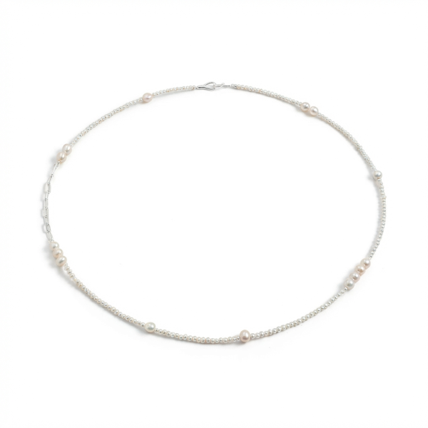 Luminous Purity: Natural Freshwater Seed Pearl & S925 Silver Long Necklace