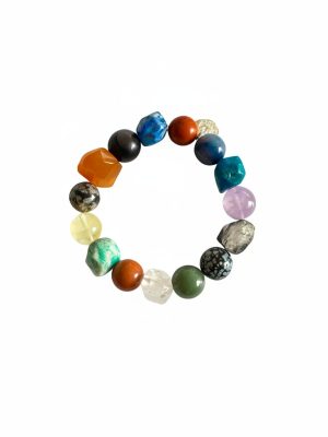 Universal Harmony: Raw Crystal & Multi-Gem "Treasure" Chakra Bracelet