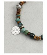 Earthbound Courage: Natural Turquoise, Tiger Eye & Thai Silver Protection Bracelet
