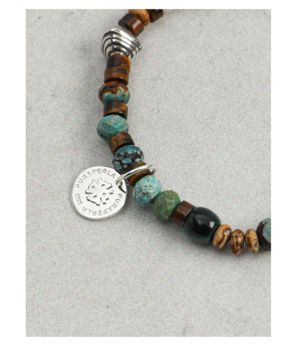 Earthbound Courage: Natural Turquoise, Tiger Eye & Thai Silver Protection Bracelet