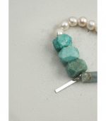 Oceanic Tranquility: Amazonite, Grey Moonstone & Pearl Energy Bracelet