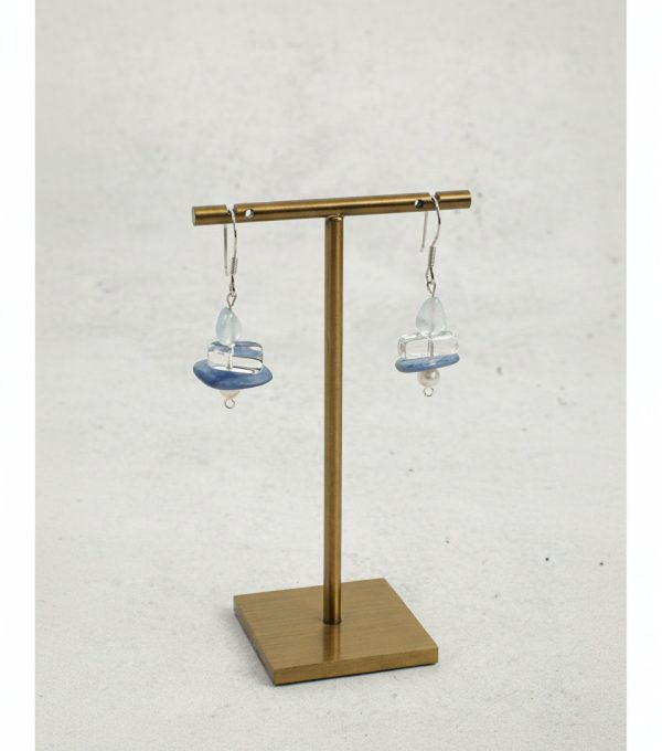 Oceanic Serenity: Aquamarine, Kyanite & Seed Pearl Healing Earrings