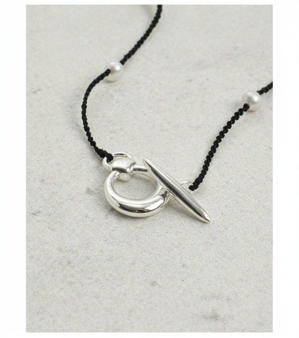 Midnight Clarity: Freshwater Pearl & Hand-Woven Cord Long Necklace