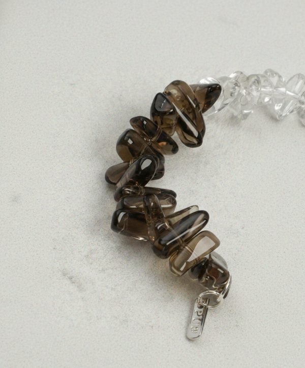 Mountain Stillness: Natural Agarwood, Smoky Quartz & Clear Crystal Zen Bracelet