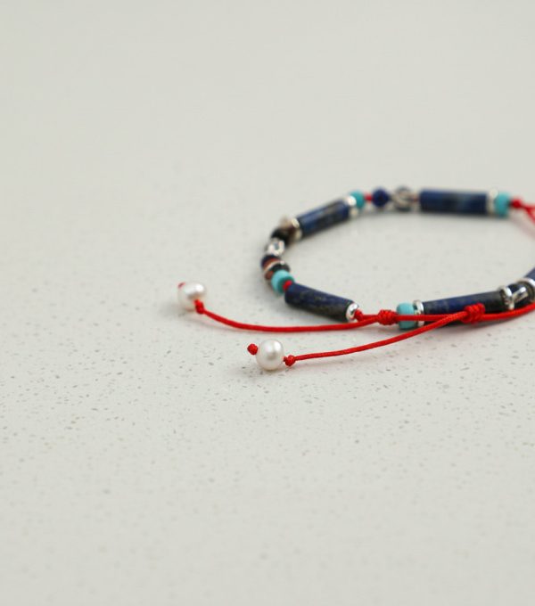 Celestial Truth: Lapis Lazuli, Turquoise & Silver Protective Red String Bracelet