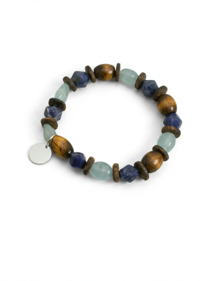 Tranquil Wisdom: Aquamarine, Sodalite & Premium Agarwood Energy Bracelet