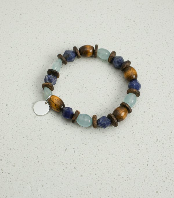 Tranquil Wisdom: Aquamarine, Sodalite & Premium Agarwood Energy Bracelet