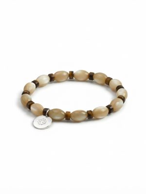 Grounded Radiance: Beige Trochus Shell & Golden Tiger Eye Protection Bracelet