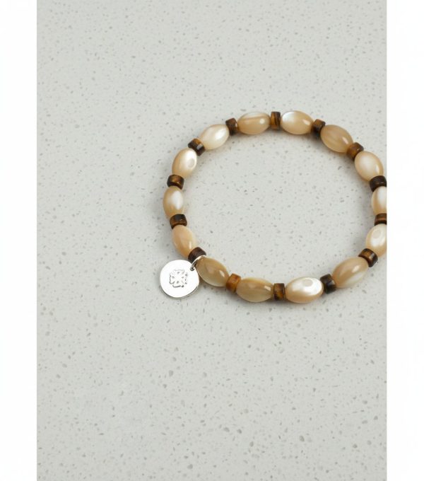 Grounded Radiance: Beige Trochus Shell & Golden Tiger Eye Protection Bracelet
