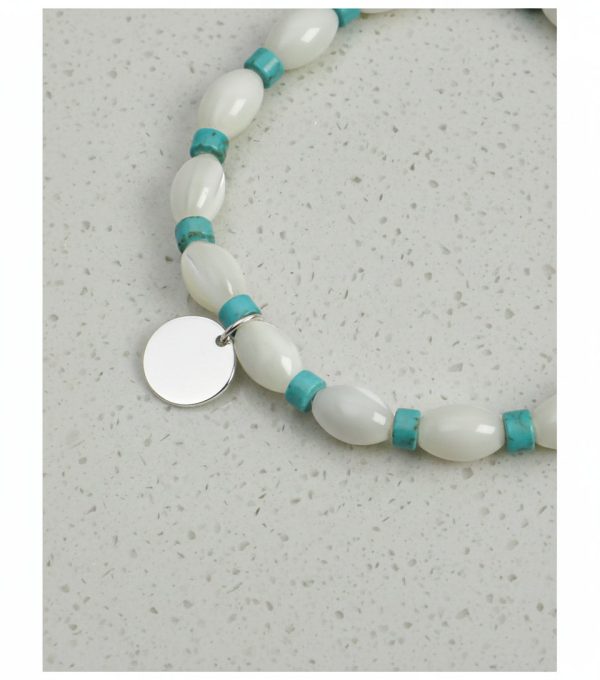 Oceanic Clarity: Lustrous Mother of Pearl & Turquoise Heishi Healing Bracelet