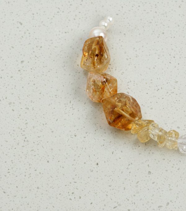 Radiant Prosperity: Brazilian Citrine, Amethyst & Baroque Pearl Healing Bracelet