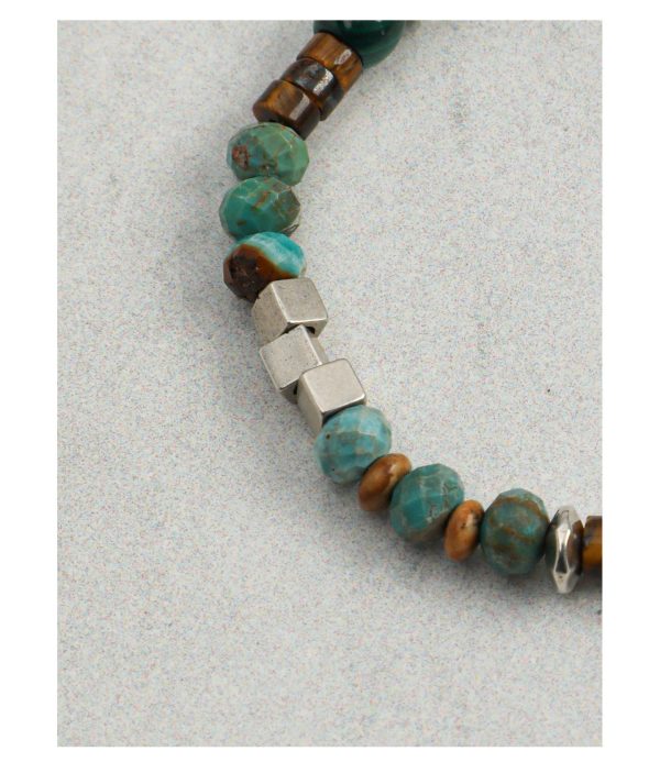 Earthbound Courage: Natural Turquoise, Tiger Eye & Thai Silver Protection Bracelet