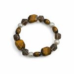 Grounded Radiance: Tiger’s Eye, Smoky Quartz & Pearl Protection Bracelet