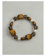 Grounded Radiance: Tiger’s Eye, Smoky Quartz & Pearl Protection Bracelet