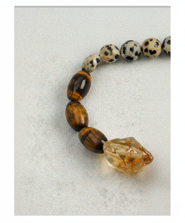 Radiant Prosperity: Brazilian Citrine, Tiger Eye & Dalmatian Jasper Healing Bracelet