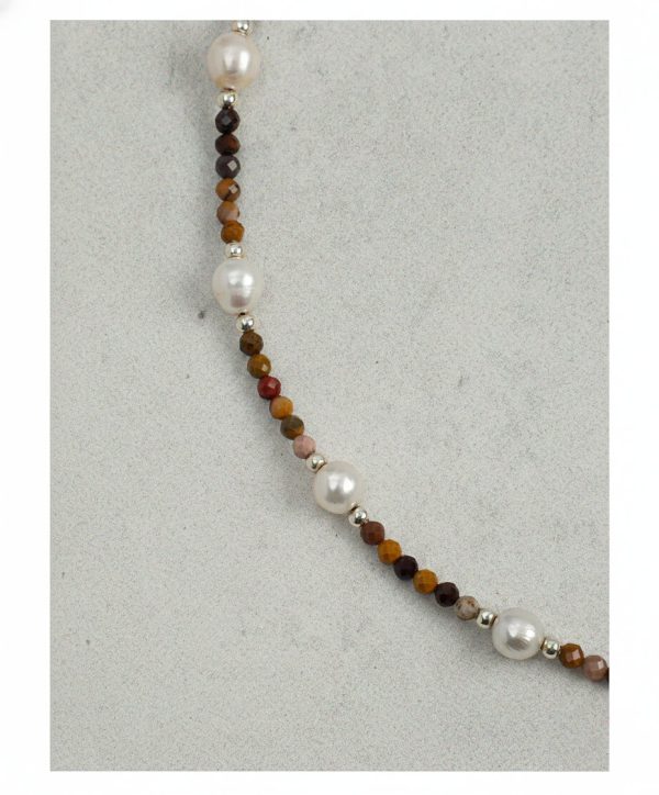 Grounded Radiance: Natural Yolk Stone & Freshwater Pearl Healing Necklace