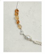 Luminous Prosperity: Brazilian Citrine, Baroque Pearl & Silver Opera Necklace