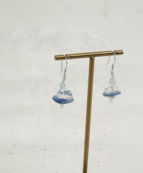 Oceanic Serenity: Aquamarine, Kyanite & Seed Pearl Healing Earrings