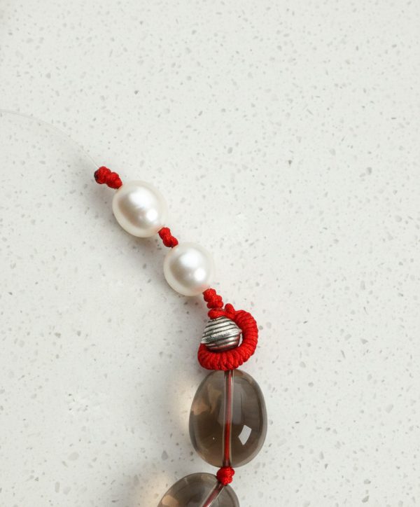 Grounding Grace: Smoky Quartz Drops & Natural Pearl Protection Bracelet