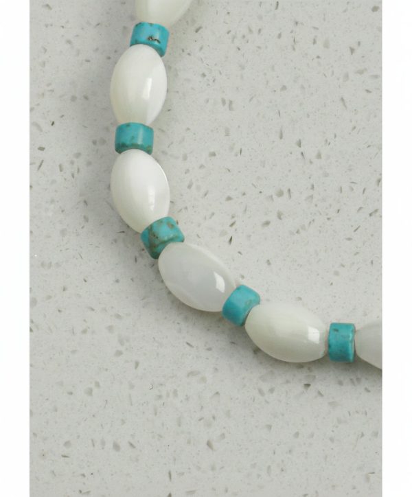 Oceanic Clarity: Lustrous Mother of Pearl & Turquoise Heishi Healing Bracelet