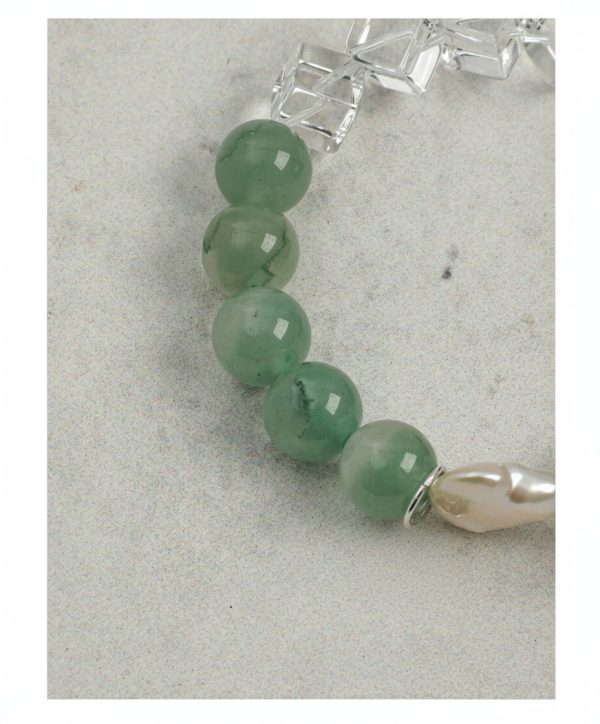 Grounding Harmony: Green Aventurine, Black Agate & Baroque Pearl Healing Bracelet