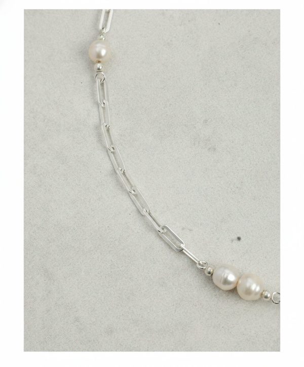 Luminous Flow: Freshwater Pearl & Sterling Silver Long Station Necklace