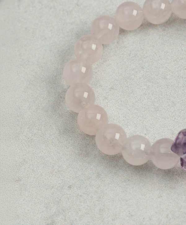 Divine Clarity & Love: Freeform Amethyst, Rose Quartz & Raw Crystal Healing Bracelet