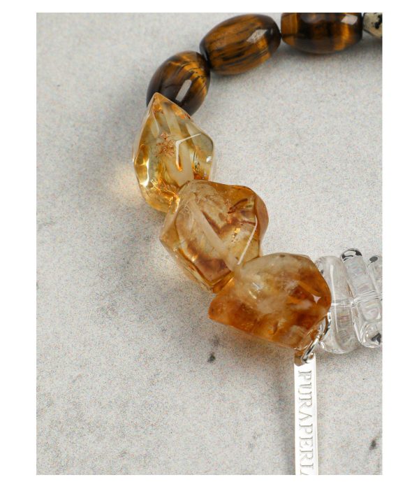 Radiant Prosperity: Brazilian Citrine, Tiger Eye & Dalmatian Jasper Healing Bracelet