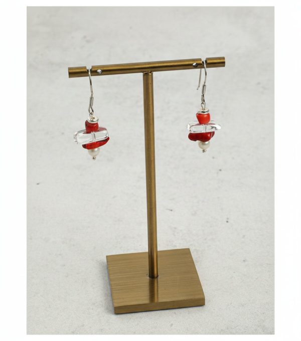 Rooted Vitality: Natural Red Agate, Clear Quartz & Pearl Healing Earrings