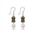 Earthly Zen: Rare Kynam Agarwood, Turquoise & Pearl Grounding Earrings