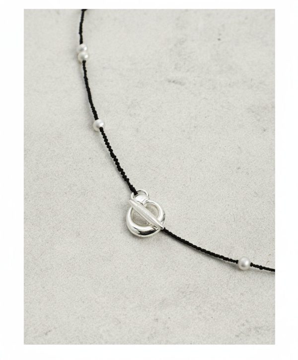 Midnight Clarity: Freshwater Pearl & Hand-Woven Cord Long Necklace
