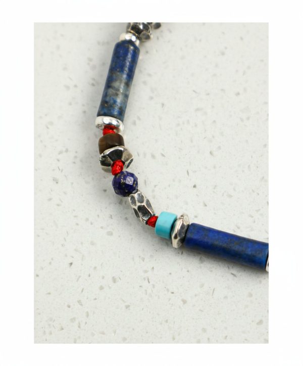 Celestial Truth: Lapis Lazuli, Turquoise & Silver Protective Red String Bracelet